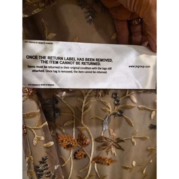 JS Collections Daphne Flutter Column Gown Mauve Sequin Floral Dress 12 NEW - Picture 6 of 16